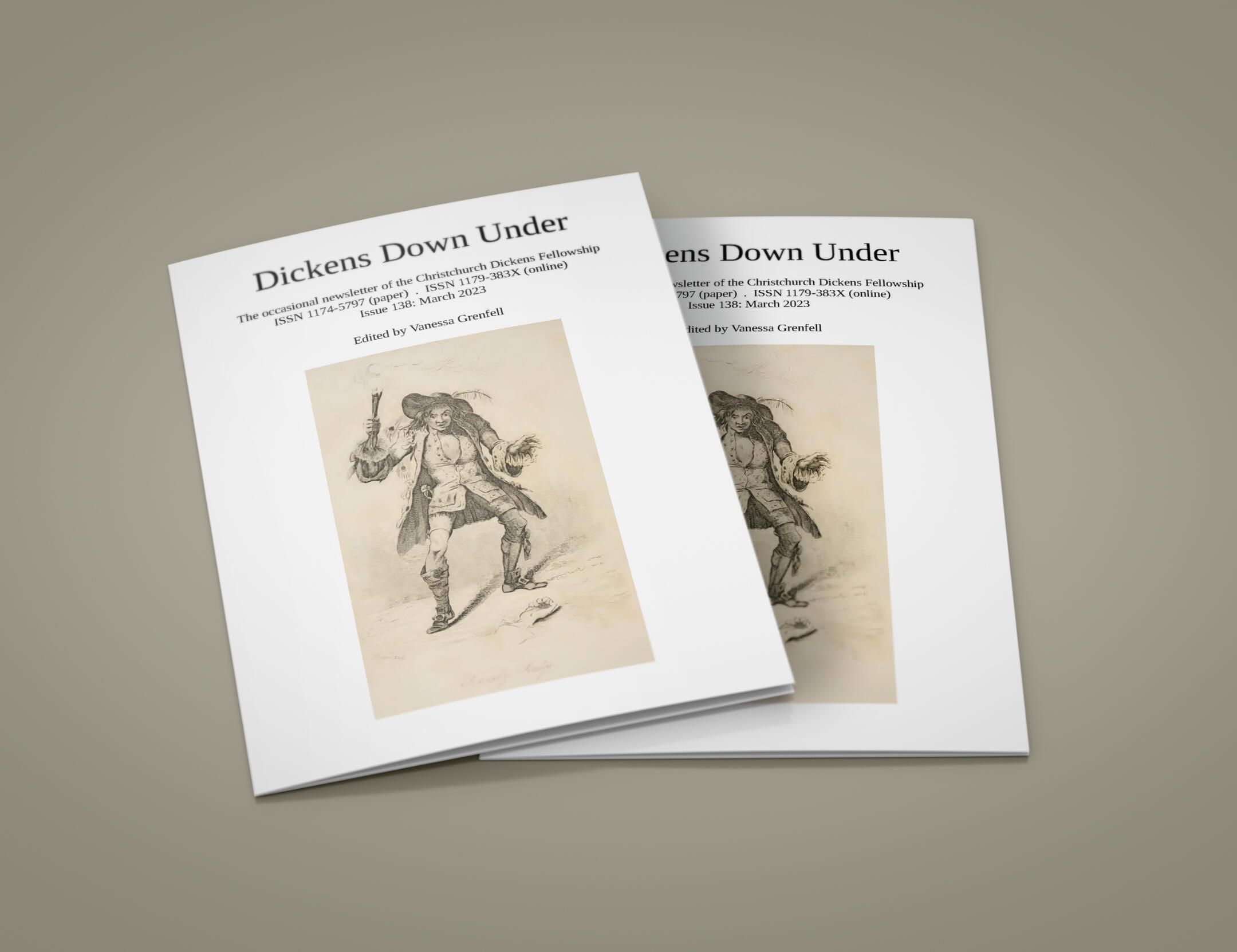 A mock up of two issues of Dickens Down Under.